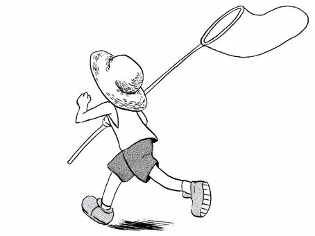 Insect catching boy, JPG Insect catching boy, , JPG