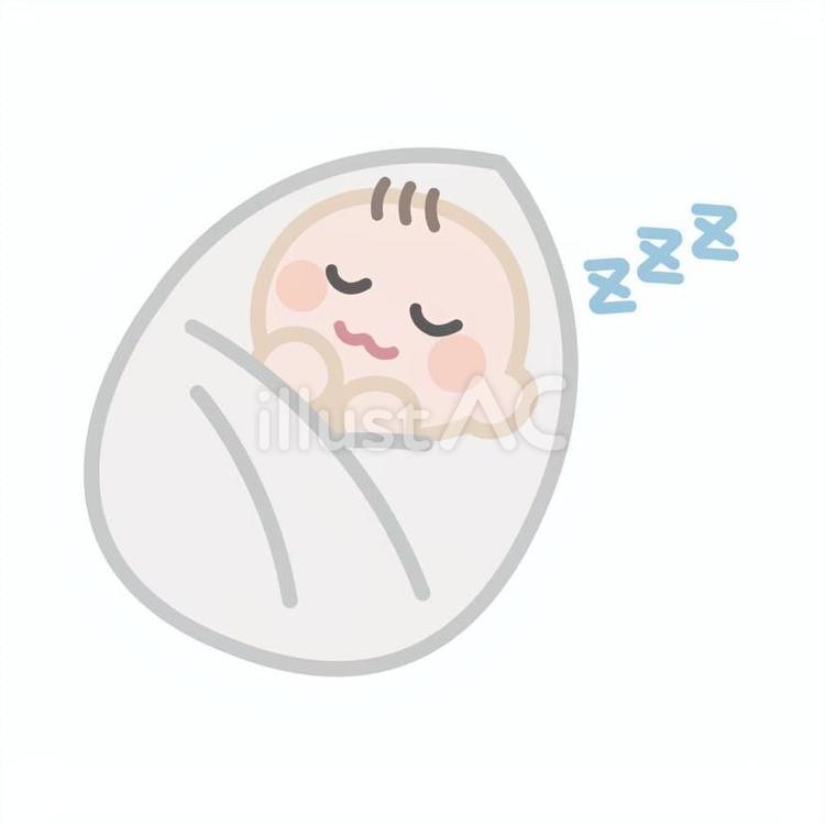 おくるみで眠る赤ちゃんのイラスト 赤ちゃん,ベビー,おくるみのイラスト素材