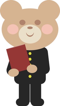 学ラン卒業くま くま,動物,キャラクター,笑顔,全身,学ラン,卒業,卒業証書,制服,卒業生のイラスト素材