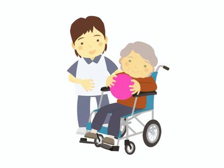 Patients and caregivers rehabilitating with balls, JPG and PNG Patients and caregivers rehabilitating with balls, nurses, occupational therapist, physical therapist, JPG and PNG