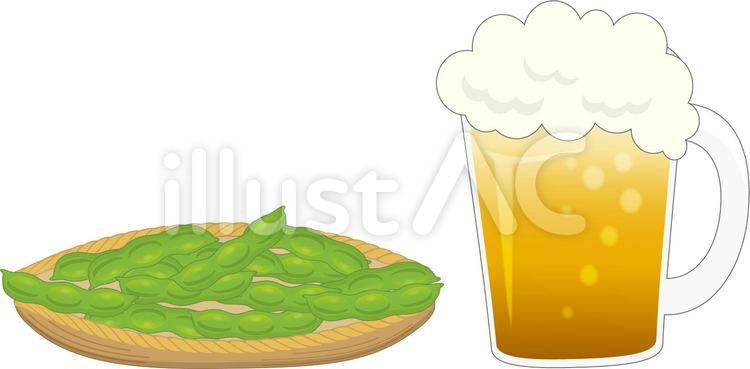 枝豆とビール 枝豆,豆,ビールのイラスト素材