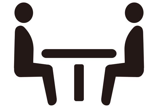 ミーティングのシンプルアイコン１ ミーティング,会議,打ち合わせ,話し合い,話し合う,カウンセリング,会話,対話,コミュニケーション,相談のイラスト素材