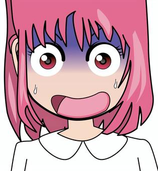 青ざめる女子　 青ざめる,恐怖,怖い,引く,表情,女子,目,口,アニメ,顔のイラスト素材