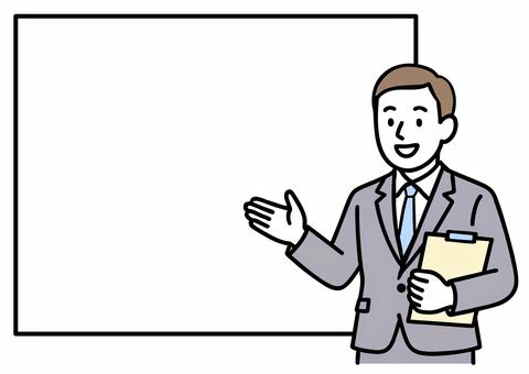プレゼンをする男性ビジネスマン文字余白 男性,働く,人物,ビジネス,プレゼン,コピースペース,テキストスペース,余白,プレゼンテーション,スーツのイラスト素材