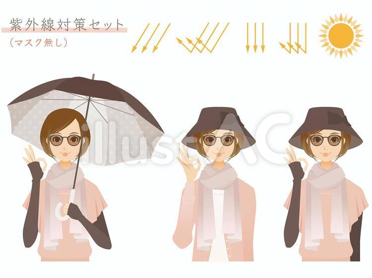 紫外線対策０４（マスク無） 紫外線対策,紫外線,紫外線ダメージのイラスト素材