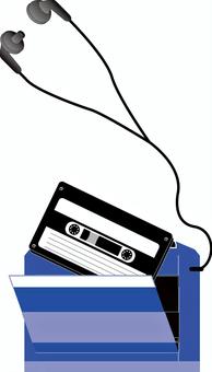 Illustration, musics, playback, cassette tape, 