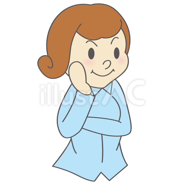 頬に手を当てる母親 人物,女性,女のイラスト素材