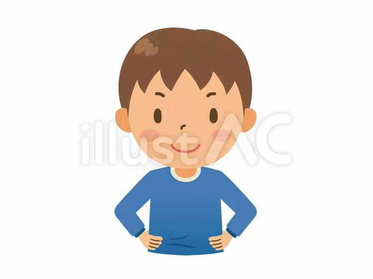 腰に手をおく男子小学生 男子小学生,男子生徒,男子児童のイラスト素材