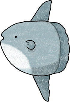 口が開いてるマンボウ クレヨン調,マンボウ,魚,水族館,海のイラスト素材