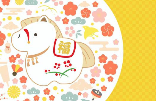 2026年お正月に使えるイラスト背景　7 午年,午,2026,2026年,馬,馬年,年賀状,お正月,１月,冬のイラスト素材