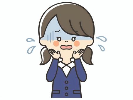 危険を知らせる女の子 sos,助けて,焦る,困る,絶望,不安,危険,注意喚起,呼びかけ,声かけのイラスト素材