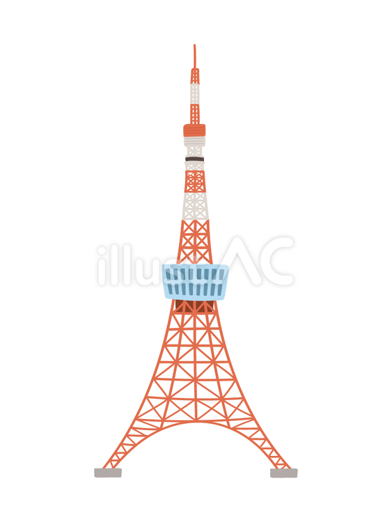 手描きの可愛い東京タワーのイラスト 東京タワー,観光地,東京のイラスト素材