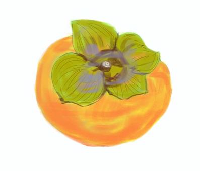 柿 柿 カキ,秋,実り,オレンジ,果物,絵本風,ほっこりのイラスト素材