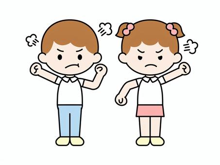 男の子と女の子怒る