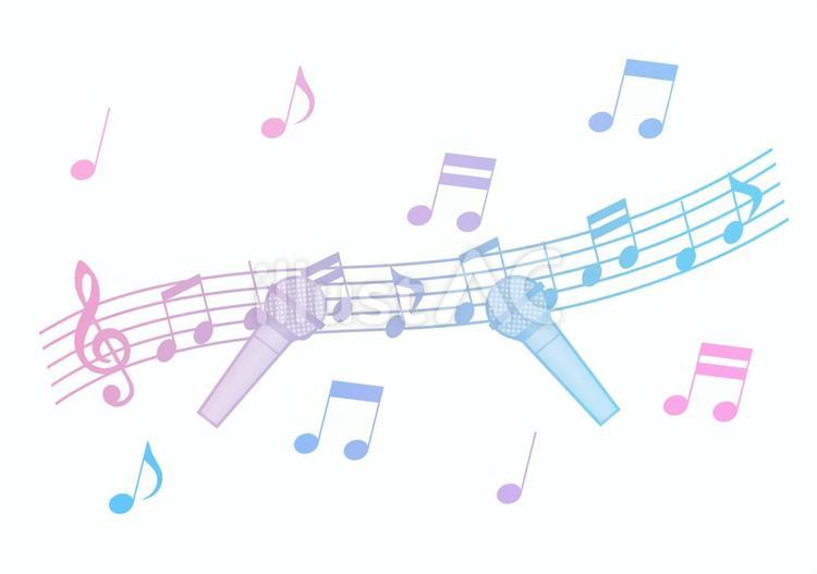 音符とマイクと五線譜のカラオケ大会チラシ マイク,音楽,音符のイラスト素材