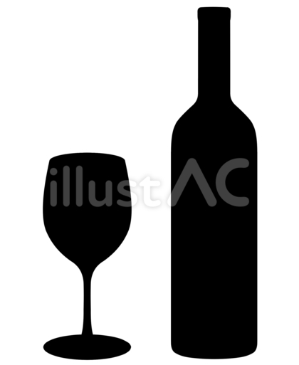 ワインのシルエット グラス&ボトル