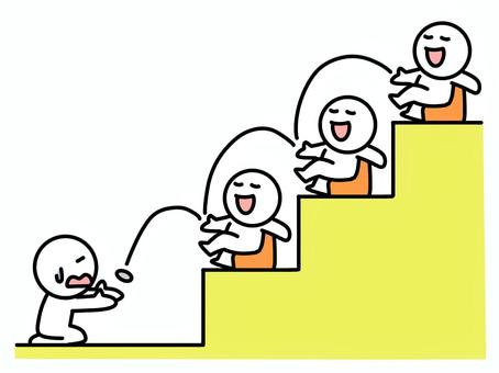 多くの人に中抜きされる棒人間 中抜き,棒人間,複数,多数,お金,ヒエラルキー,上級,手数料,笑顔,惨めのイラスト素材
