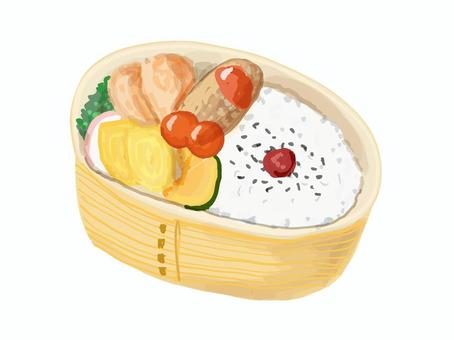 お弁当1 お弁当1 お弁当,お昼ご飯,わっぱ,リアル,手描きのイラスト素材