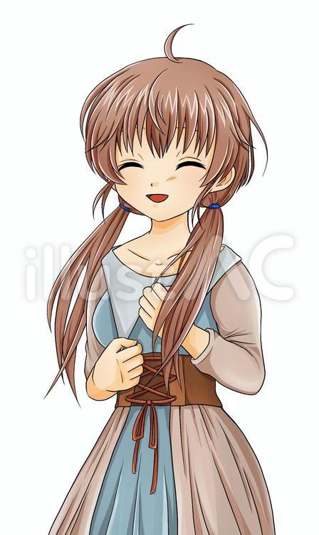 ゲーム立ち絵風女の子(笑顔) 女の子,人物,立ち絵のイラスト素材