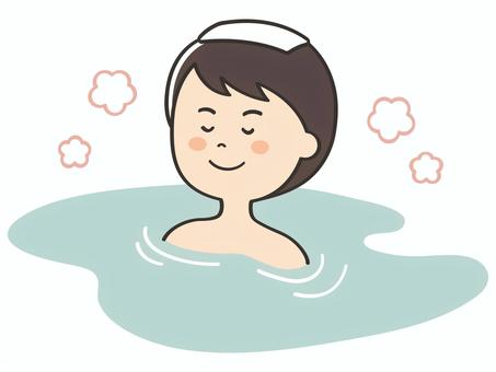 温泉に浸かる男性 温泉,銭湯,お風呂,風呂,入浴,露天風呂,湯船,浸かる,リラックス,男性のイラスト素材