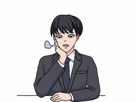 やる気がない　溜息をつくスーツ姿の男性 疲れた,溜息,やる気ない,スーツ,男性,ビジネス,労働,仕事疲れ,疲れ顔,新人のイラスト素材