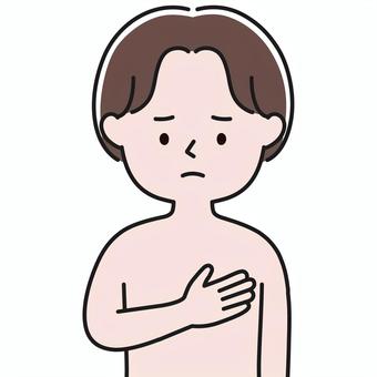 胸の異変 上半身 胸-裸-影 CEM 男性乳がん,乳がん,希少がん,乳がん検診,brca2,遺伝性乳がん,しこり,悪性,乳腺,ピンクリボンのイラスト素材