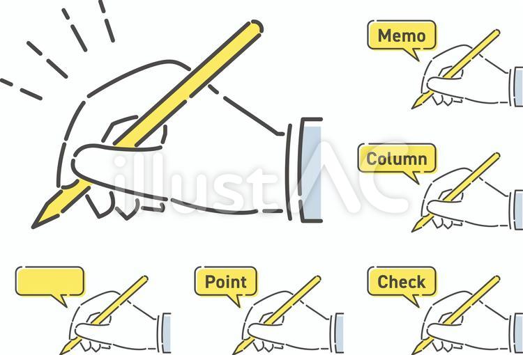 ペンを持つ手のイラスト 手,書く,記入のイラスト素材