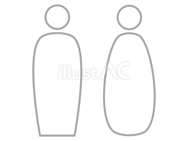 モノクロの男女をイメージした人物アイコン 男性,女性,人物のイラスト素材