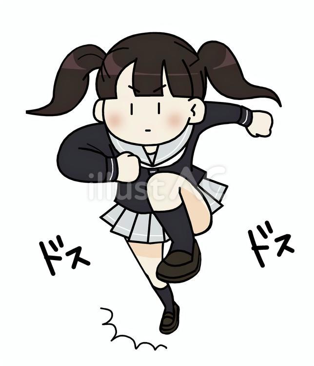 走るセーラー服の学生 人物,走る,学生のイラスト素材
