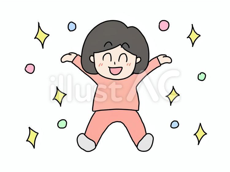 開放感　万歳　やったー　女性 ジャンプ,女性,喜ぶのイラスト素材
