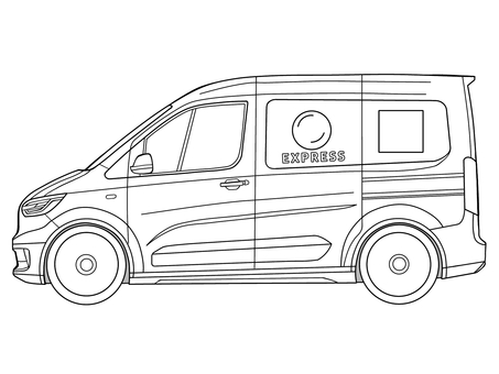 宅配バン（横） 乗り物,宅配,バン,車,線画,塗り絵,リアル,仕事のイラスト素材