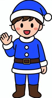 青のサンタコスの男の子です。