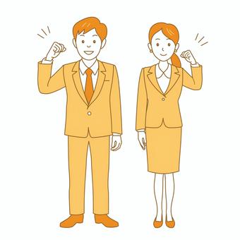 Male and female office workers with guts pose, , JPG, PNG và EPS