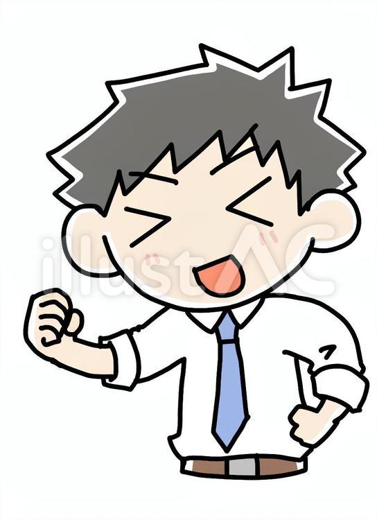 笑いながらグーを出す男性 笑う,男性,グーのイラスト素材