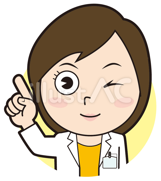指差し女性医師（ウインク） 指差し,ポイント,医者のイラスト素材
