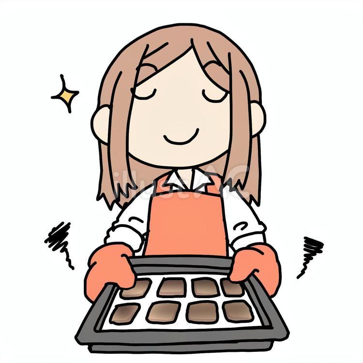 ドヤ顔で失敗クッキーを焼く女性 女性,クッキー,ドヤ顔のイラスト素材
