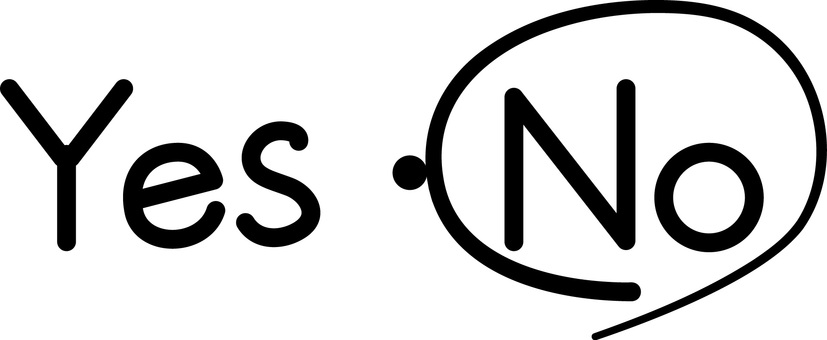 ノーイエス　 ノー,イエス,肯定,否定,はい,いいえ,選択,丸,記入のイラスト素材