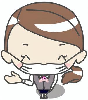 案内をする窓口の女性 マスク着用 案内をする窓口の女性 マスク着用 ご案内,こちら,方向のイラスト素材
