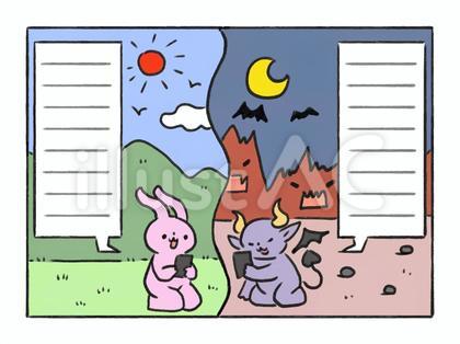スマホで悪魔に唆されるうさぎ
