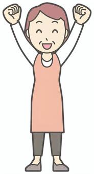  両手を上げてガッツポーズのおばさん ガッツポーズ,おばさん,人,女性,中年,おばちゃん,シニア,おかん,お母さん,ママのイラスト素材