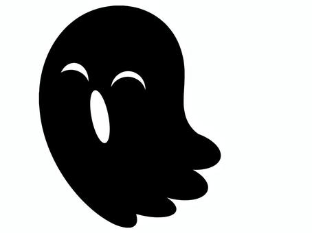 モノクロのお化けキャラクター（スマイル） ハロウィン,お化け,ゴースト,モノクロ,シルエット,笑顔,かわいい,怖くない,行事,秋のイラスト素材