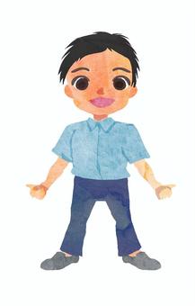 Watercolor contemporary character shirt kun, , JPG and PNG