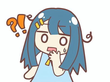 驚くロングヘアの女の子 女の子,かわいい,手描き,デフォルメ,驚く,驚愕,汗,びっくり,ロングヘア,呆然のイラスト素材