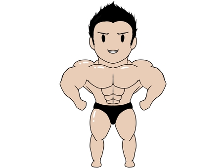 ボディビルダー 黒髪 ポーズ３ ボディビルダー,筋肉,男性,マッチョ,ムキムキ,フィットネス,トレーニング,スポーツ,ポーズ,ジムのイラスト素材