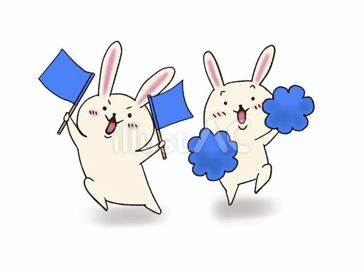 うさぎの応援団青組 応援,応援団,運動会のイラスト素材