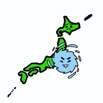 日本に接近する台風 台風,笑う,天候,天気,タイフーン,気象,暴風,災害,暴風雨,日本のイラスト素材