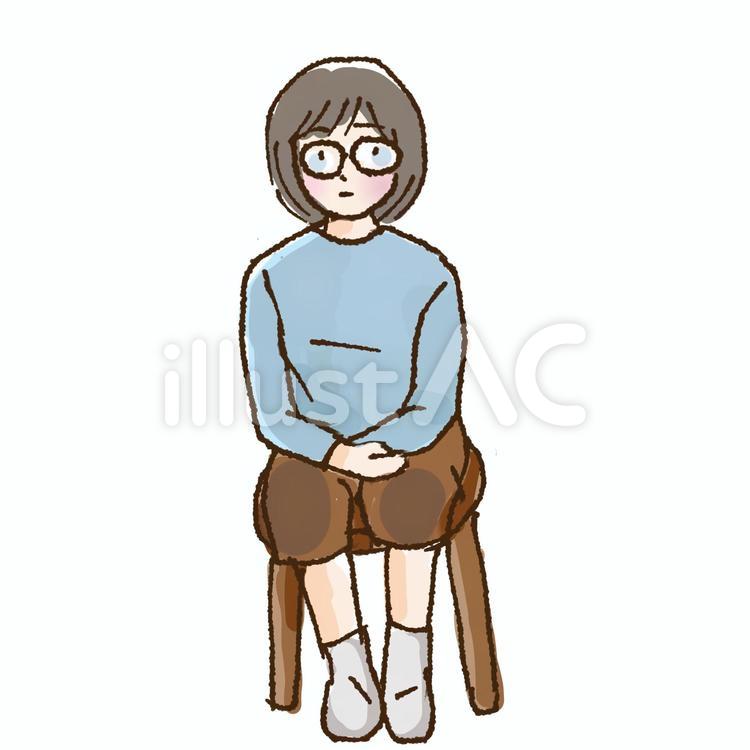 めが～ねをか〜け〜て（メガネ女子） 眼鏡,座る,女性のイラスト素材