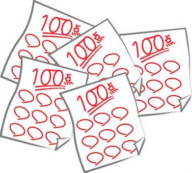 100点沢山 テスト,100点,沢山,優秀,試験,受験,用紙,成績,デフォルメのイラスト素材