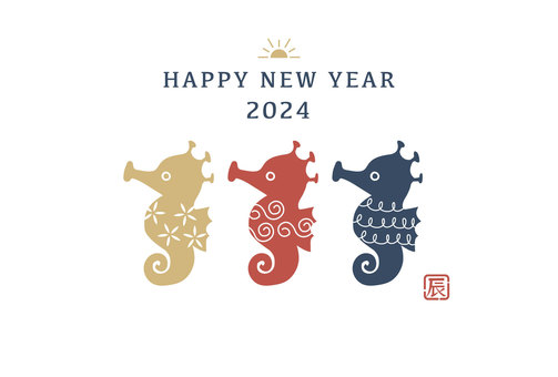 Simple and cute New Year's card for the Year of the Dragon, , JPG, PNG and AI