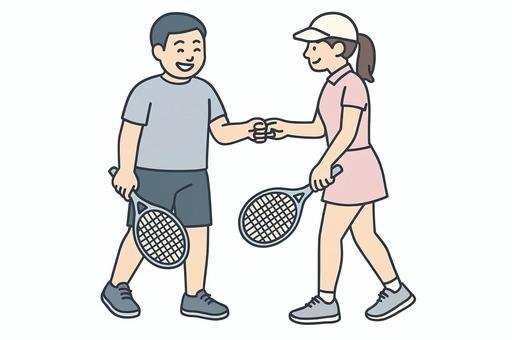 テニスを楽しむ テニスを楽しむ テニス,スポーツ,運動,ラケット,ボール,ニュースポーツ,レクリエーション,屋外活動,健康,趣味のイラスト素材